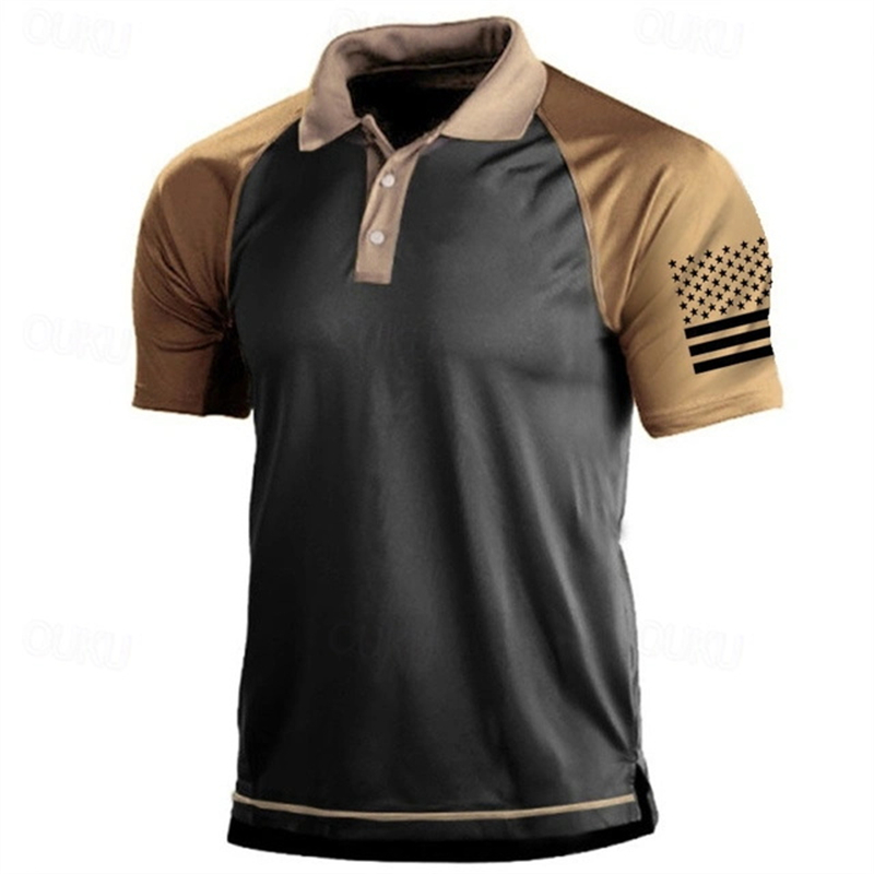 3D Print USA Flag Pattern Polo - Golf Equipment Wholesale ulasan dan harga